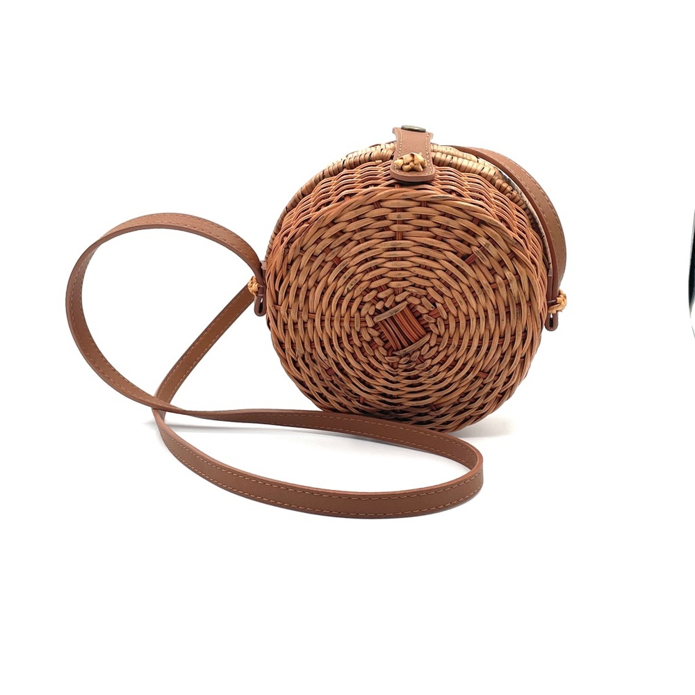 Straw Studios Brown Crossbody Bag with Bohemian Flair